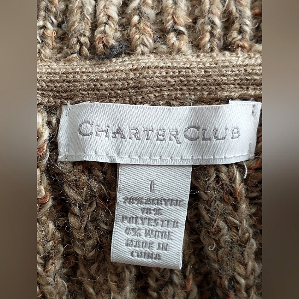 Excellent Used Condition Charter Club Wool-Blend Button-Up Cardigan Size Large - Picture 4 of 5